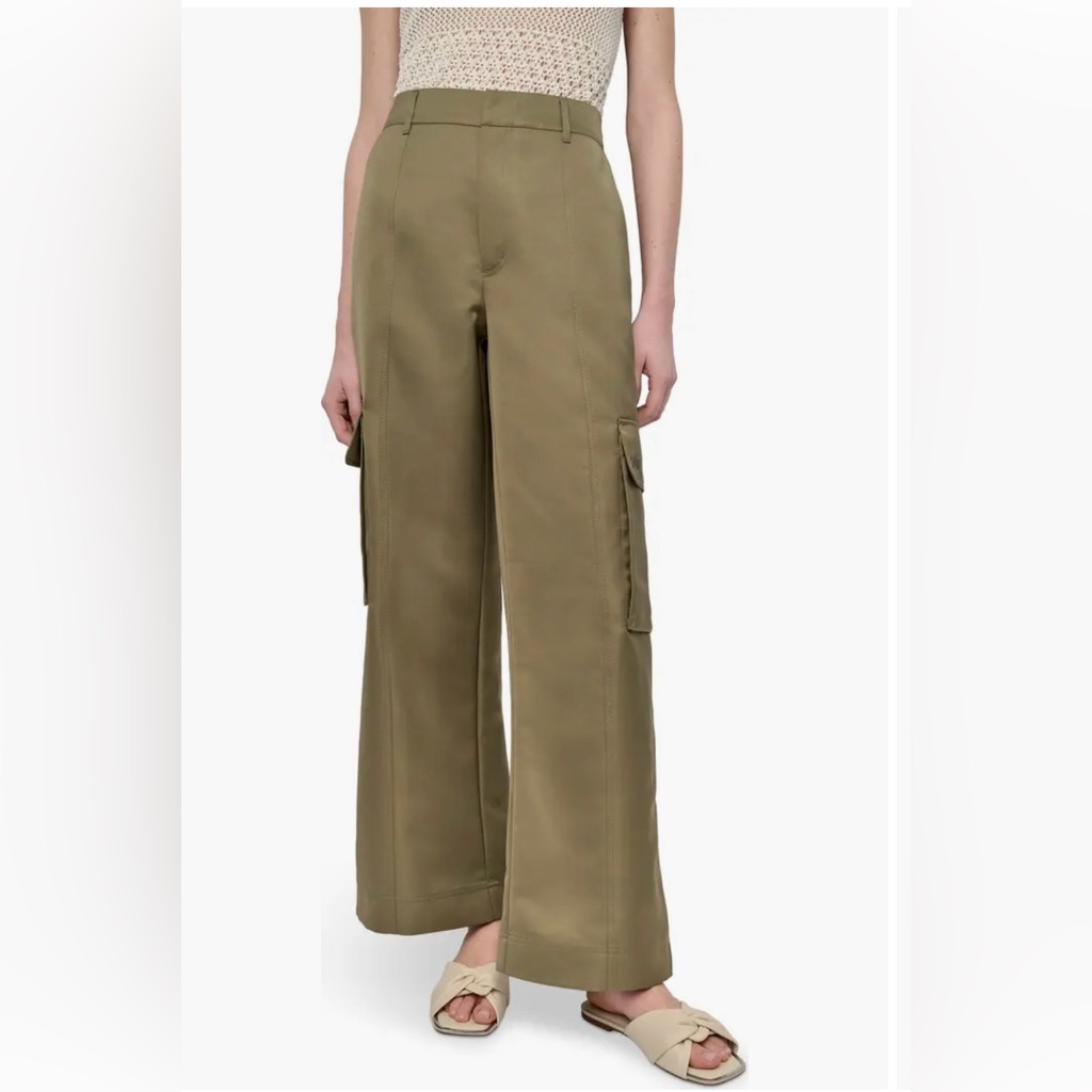 Nwt Dkny High Waist Wide Leg Cargo Pants In Utility Green Women’s Size 14
